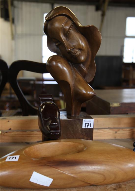 Three abstract wood sculptures